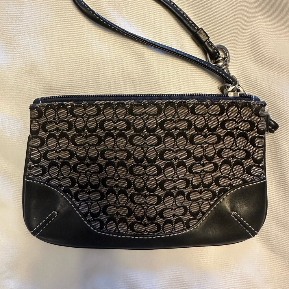 Coach Black and Gray Signature Wristlet